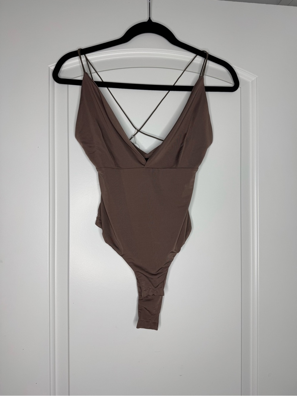 Taupe Strappy V-Neck Bodysuit